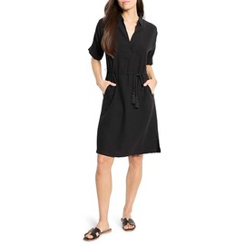 NIC+ZOE Women's Rumba Linen Belted Devon Dress, Black Onyx