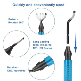 VASTOOLS Hand Deburring Tool Set / Deburring Tool with 10 Extra Blades for Steel, Copper, Aluminium and Plastic