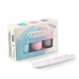 namaki Set of 3 Water-Based Peel Off Nail Polishes Frosted Blue - Pale Pink - Blue Silver + Free Nail File