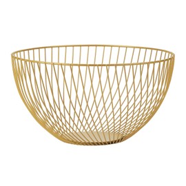 IBWell Wire Fruit Basket Fruit Bowl Kitchen Fruit Basket Stand Fruit Bowls for the Counters Metal Fruit Bowl (Twill) (Gold)