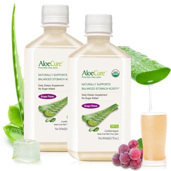 AloeCure AloeCure USDA Organic Aloe Vera Juice Grape Flavor, Made