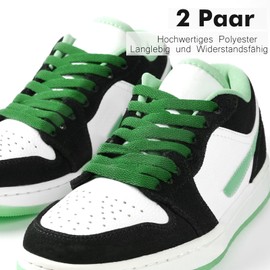 Stepace 2 Pairs Flat Shoelaces, 8mm Wide Premium Replacement Shoe Laces for Trainers, Sports, Casual Shoes, Green (Green)