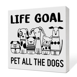 Dog Decor, Dog Decorations for The Home Bedroom Dog Room, Dog Decor for Home Office Desk, Dog Gifts for Dog Lover Dog Owner, Dog Lover Owner Gifts for Women Men, Dog Wooden Box Sign, Life Goal