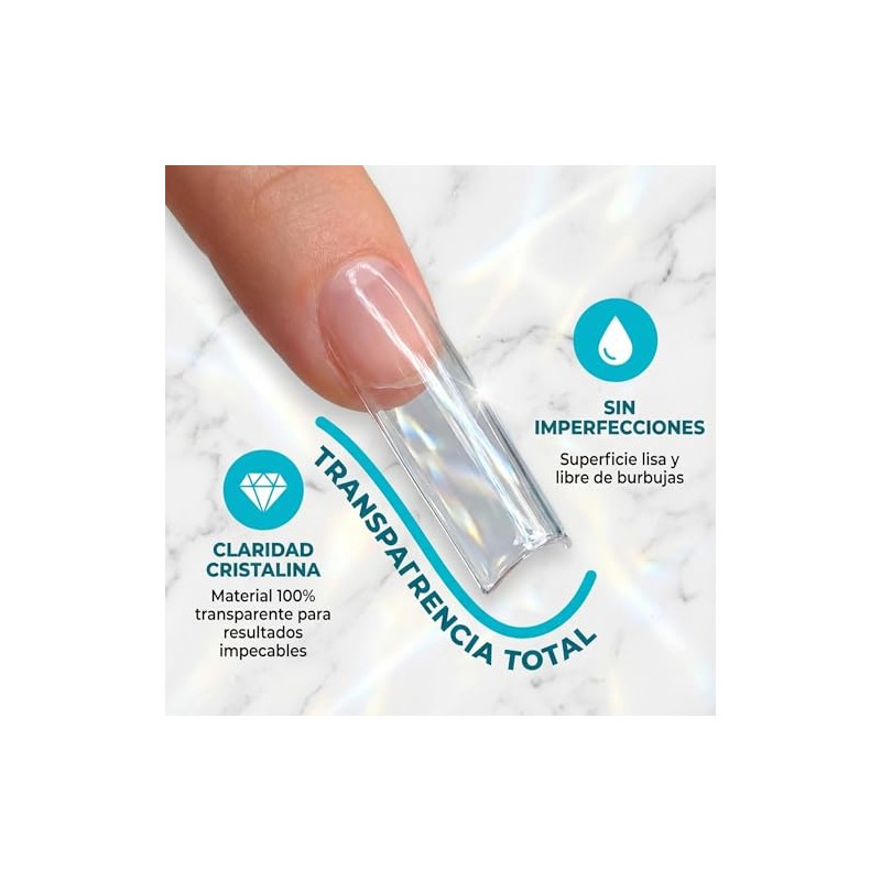 Nivofu 200Pcs Puntas de Uñas Postizas Curvadas en C Largas,