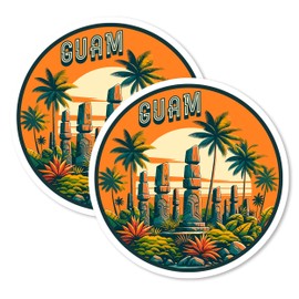 Guam Magnet 4 Inch 2-Pack Island Pacific – Strong Vinyl Decorative Travel Magnets for Fridge Locker Kitchen Office – Cute Fun Aesthetic Cool Durable & Long-Lasting Souvenir ID44999