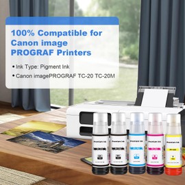 storcfe PFI050 Pigment Ink Bottle Refill Replacement for Canon PFI-050 Pigment Ink Tank 70ML Compatible with Canon imagePROGRAF TC-20 TC-21 TC-20M TC-21M Printers (5-Pack, Black, Color)