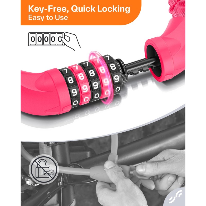 Sportneer Bicycle Lock Combination Lock with Numbers and High Security