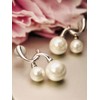 Noir Horse Double Pearls Stud Earrings - Dainty White Gold