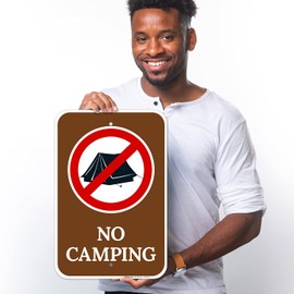 Sigo Signs, No Camping with Prohibited Symbol Sign, 12x18 Inches, Rust Free .063 Aluminum, Fade Resistant, Made in USA