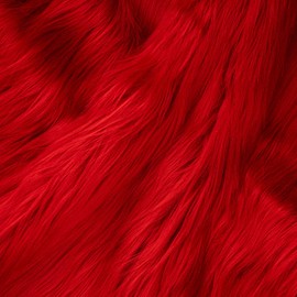 Qidkeo Red Faux Fur Fabric for Crafts Squares Furry Fabric for Sewing, Costumes, Upholstery & Pillows Long Pile Faux Fur(Red,10"x10")