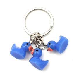 Yellow Duck Keychain Family Cute Cartoon Animal Colorful Bag Key Chain Keyring Ornament Bag Purse Charm Accessories (Blue)