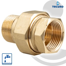 Screw connection IG/AG 0.6 cm to 3.2 cm conical sealing, untreated brass