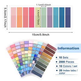 Hanyousheng 2000 Pcs Sticky Tabs, Book Tabs, Index Tabs, Annotation Tabs with 10 Color, Sticky Tabs Page Markers, Sticky Notes Tabs for Reading Notes, Notebook, Books, Classify Files