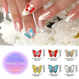 12pcs Nail Charms, 3D Butterfly Shape Charms, Butterflies Nail Charms Y2K for Acrylic Nails DIY Manicure Nail Art Decorations Supplies(red-A)