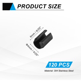 MECCANIXITY 120Pcs Slotted Split Roll Pins 4/25 Inch(4mm) Dia. 6/25 Inch(6mm) Length Steel Spring Tension Expansion Dowels for Secure Fastening, Black