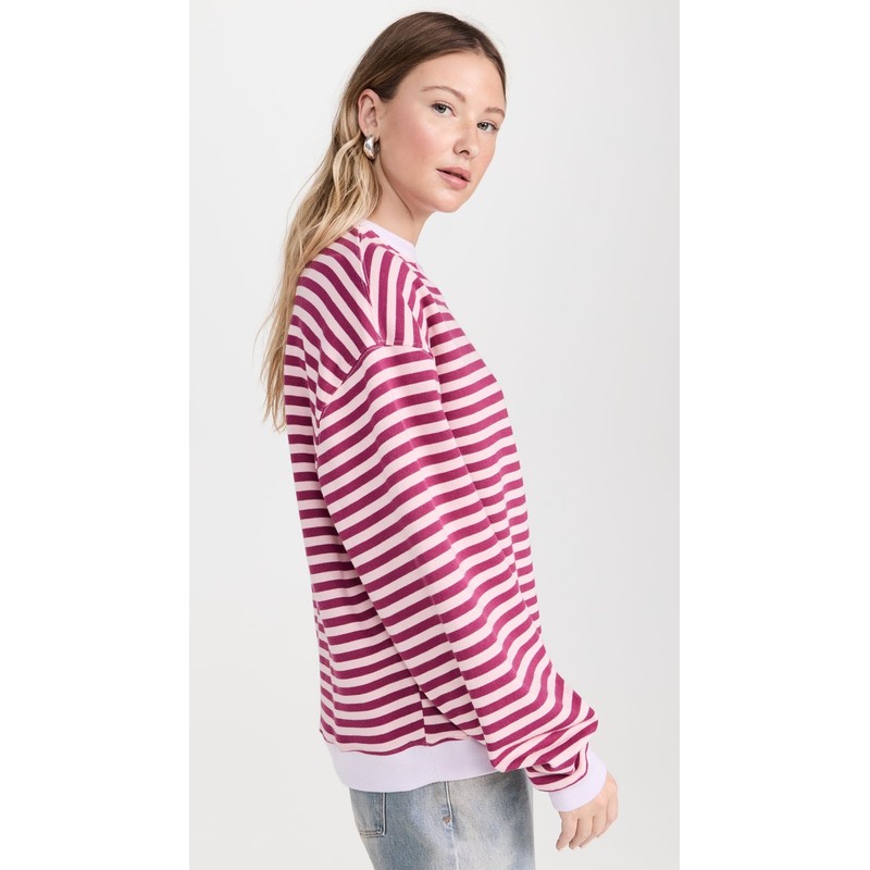 FP Movement Women's Classic Striped Crew, Raspberry Combo, Pink, M