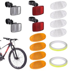 SXCCNW Bicycle Reflector, 14 PCS Bike Reflectors Front and Back, Bicycle Wheel Spoke Reflectors Bracket with 8 m Reflector Band for Motorcycle Mountain Bike MTB Bicycle Children White Red Yellow