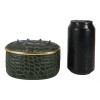 Ebros Gift Faux Crocodile Pattern Textured Green Print Gold Oval