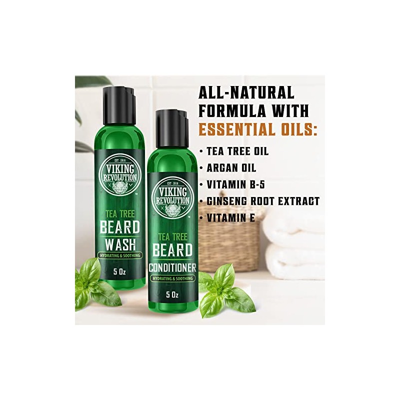 Viking Revolution Juego Lavado Acondicionador Barba Árbol Hombres Suavizante Natural