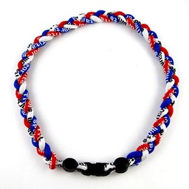 MapofBeauty 18" Sport Style Three Colors Fashion Three Braided Rope Tornado Necklace (Royal Blue/Red/White)