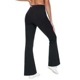 THE GYM PEOPLE Women's Tummy Control Bell Bottom Jeans High Waisted Wide Leg Flare Pants Jeggings with Pockets Black
