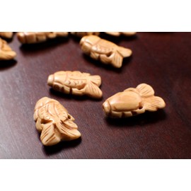 Carved Buffalo Bone Handcrafted Gold Fish, 18x25mm, Hand Crafted Animal Figurine Drilled Bead, Art Deco
