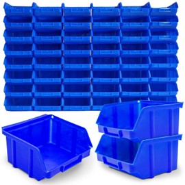 192 x Stacking Boxes, Blue, Size 1 (W x D x H), 100 x 100 x 52 mm, Stackable Blue Display Box, Shelf Box, Storage Box, Storage Boxes, Stacking Boxes