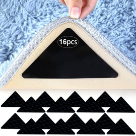 AiQInu Non-Slip Mat for Carpet, Pack of 16 Carpet Non-Slip Underlay, Washable and Reusable, Non-Slip Carpet Underlay, Strong Adhesion, Triangle Carpet Stopper for All Smooth Floors