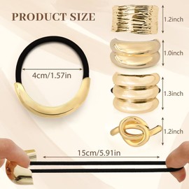 8 Pcs ligas para cabello de Metal,Elásticas Diademas Doradas Metal Hair Ties scrunchies para cabello, accesorios para cabello pasadores para cabello mujer ligas para cabello niña