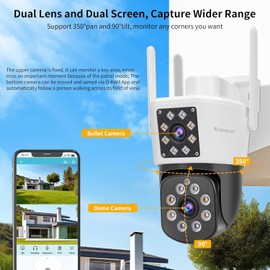 VSTARCAM 2K Security Outdoor WiFi Camera with Dual Lens,2.4GHz Cameras for Home with Motion Detection, Full Color Night Vision, Two-Way Audio,Pan/Tilt 360° View, Cloud Storage 01