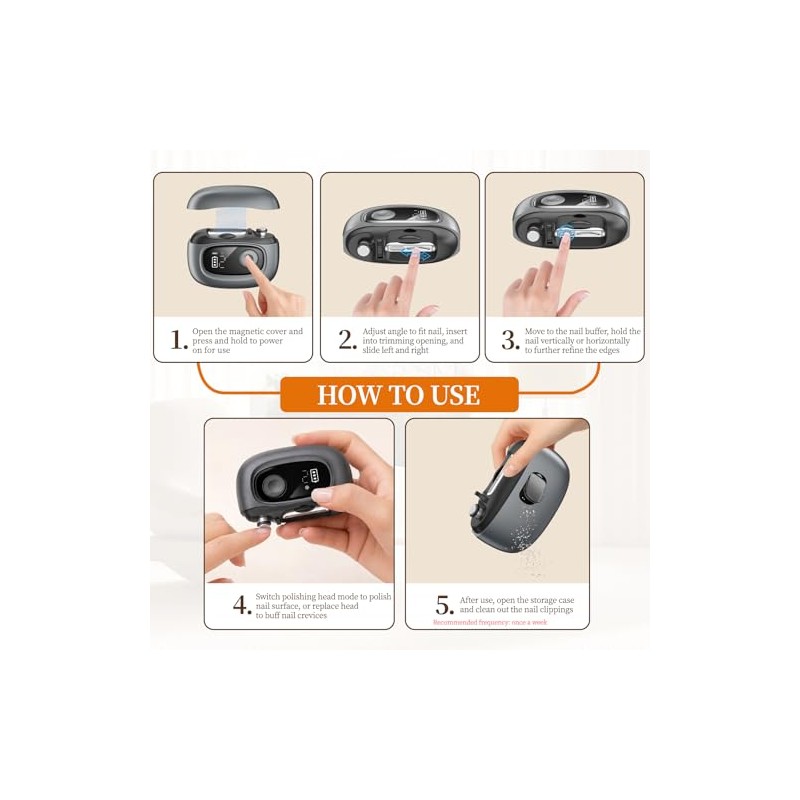 Electric Nail Clipper Adjustable Width & Narrow Double-Groove Blades, Adjustable