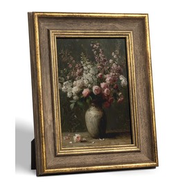 Sonefreiy 5x7 Picture Frame, Brown Gold Vintage Antique Retro 5 x 7 Photo Frame Desk and Wall Hanging Wedding, Gift for Family Friends