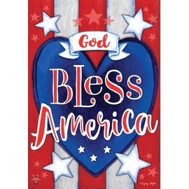 Briarwood Lane God Bless America Heart Patriotic House Flag Stars Stripes Double-Sided 28"x40"