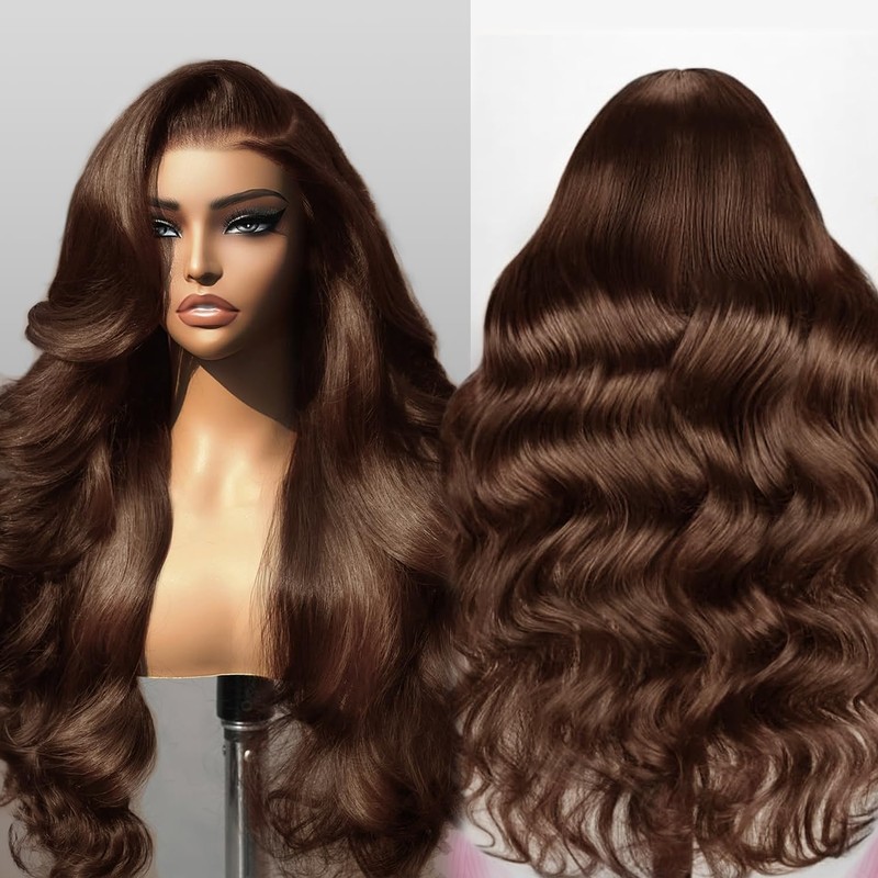 SFD 30Inch Chocolate Brown Glueless Wigs Human Hair Pre Plucked