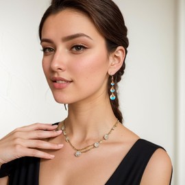 Beaded Dangle Earrings - Wire Wrapped Stone Turquoise Earrings Light Blue Healing Crystal Earrings - Handmade Earrings For Women (Turquoise)