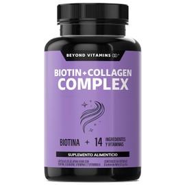 Biotin Collagen Complex Contiene Biotina Colágeno Ingredientes Vitaminas Suplemento Vitamínico Alimenticio Cápsulas Azúcar Non Gmo 150 Días