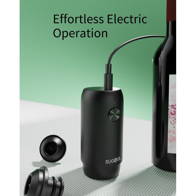 Electric Wine Saver & Preserver Pump with Vacuum Wine Bottle