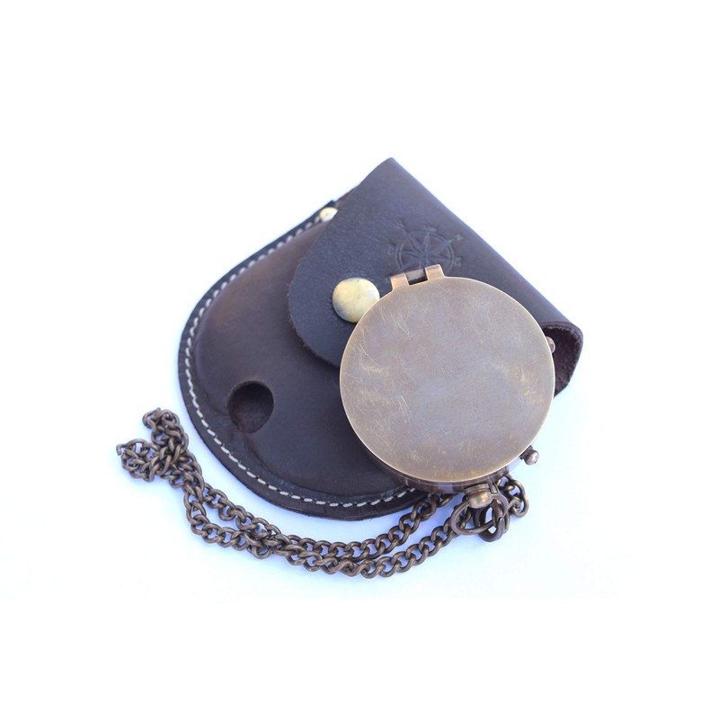 NEOVIVID Engraved Compass, Pocket Compass, Brass Compass with Leather Carry