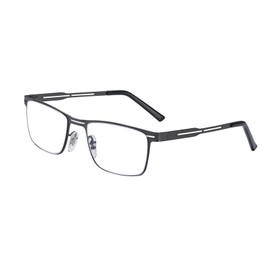 Roegaric Bifocal Reading Glasses for Men Blue Light Blocking Metal Black Full Frame Eyeglasses Computer Readers Lightweight