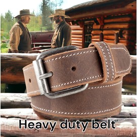 Men's Casual Full Grain Classic Leather Dress Belt For Jeans,1.5" Wide, USA,vintage brown with Contrast stitching,size 28, 998-01