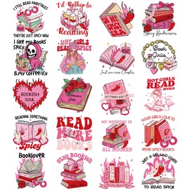 UV DTF Cup Wrap Transfer Stickers: 20 Pcs Spicy Bookish UV DTF Cup Wraps for 16 oz Glass Water Bottle Pink Aesthetic Uvdtf Sticker, Funny Rub on Transfers, DIY Craft Gifts for Women Girls