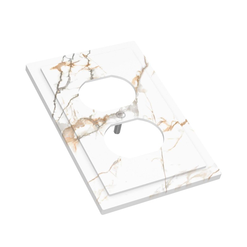 LWDZLHD White Gold Marble Outlet Covers Light Switch Cover Decorative