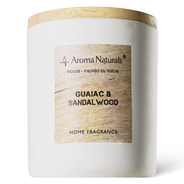 Aroma Naturals Aroma Candle, Guaiac & Sandalwood Scented Soy Wax Candle, 35 Hour Jar Candle, Gift (Guaiac & Sandalwood)