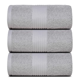 Dewall Maisons Chic Light Grey 3-Piece Bath Towel Set, 27" x 54" - 100% Cotton - Soft, Absorbent, Durable - Ideal for Luxurious Bathing Experience – Sophisticated Quick Dry Towels