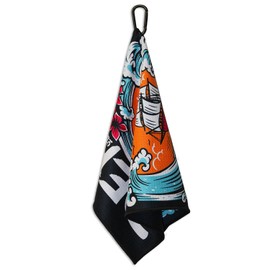 RokFit Gym & Golf Towel – Multi-Use, Quick-Dry, Durable Utility Towel with Bold Graphic and Carabiner Clip (Defy The Odds)