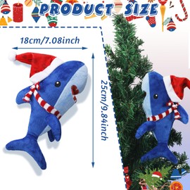 Christmas Tree Toppers 10 x 8 Inch Large Funny Animal Tree Topper Plush Hanging Christmas Ornaments Cute Adorable Xmas Decorations for Holiday Birthday Party Favors (Shark)