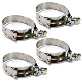 Squirrelly 2.25" Stainless-Steel T Bolt Clamp – Corrosion Resistant Hose Clamps w/Rounded Band Edges - Adjustable Clamp with Secure Fit (4 Pack)