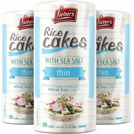 Lieber's Thin Rice Cakes Sea Salt, 3.1 oz. (3 Pack)