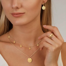 Kenivira Jewellery Sets for Women, Gold Jewellery Set, Gold/Silver Pendant Necklace, Gold Earrings, Gold Ring Set for Women, Jewellery Sets Gifts for Women, Stainless Steel