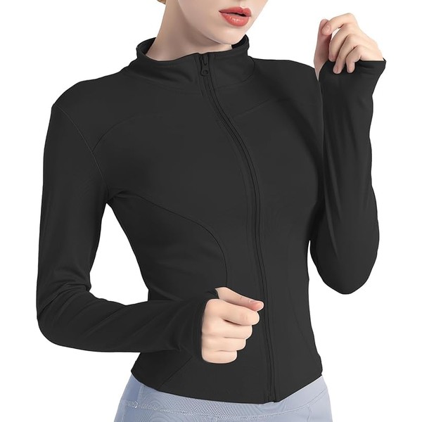 Chamarra ligera con cierre completa para mujer,Transpirable, ajustada, para Correr,